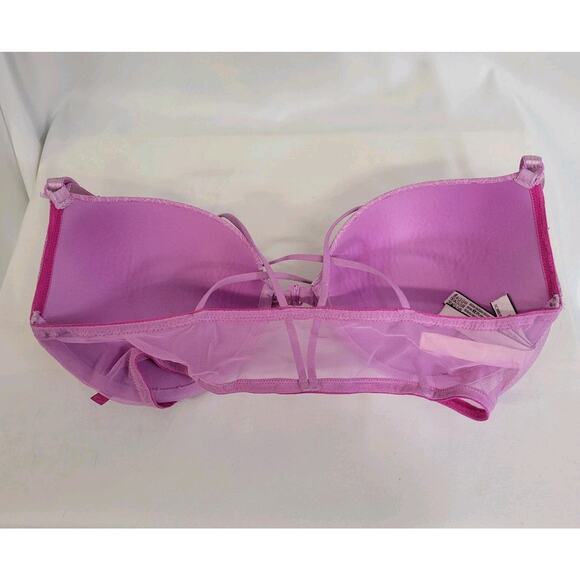 Victoria's Secret 2 Sexy Tee Blue Lined & Pink Push Up Lace Underwire Bras 36D - Picture 3 of 9